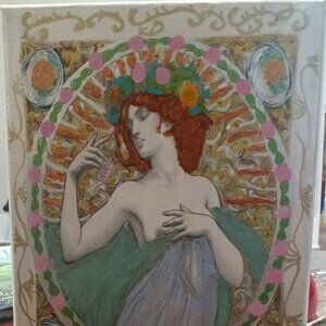 Original Signed Art Deco Acrylic Painting 8"x10"
